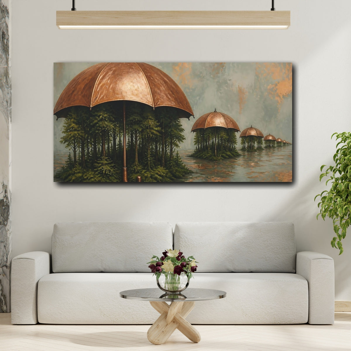 Mockup 2. Copper Umbrella Islands shown as canvas print