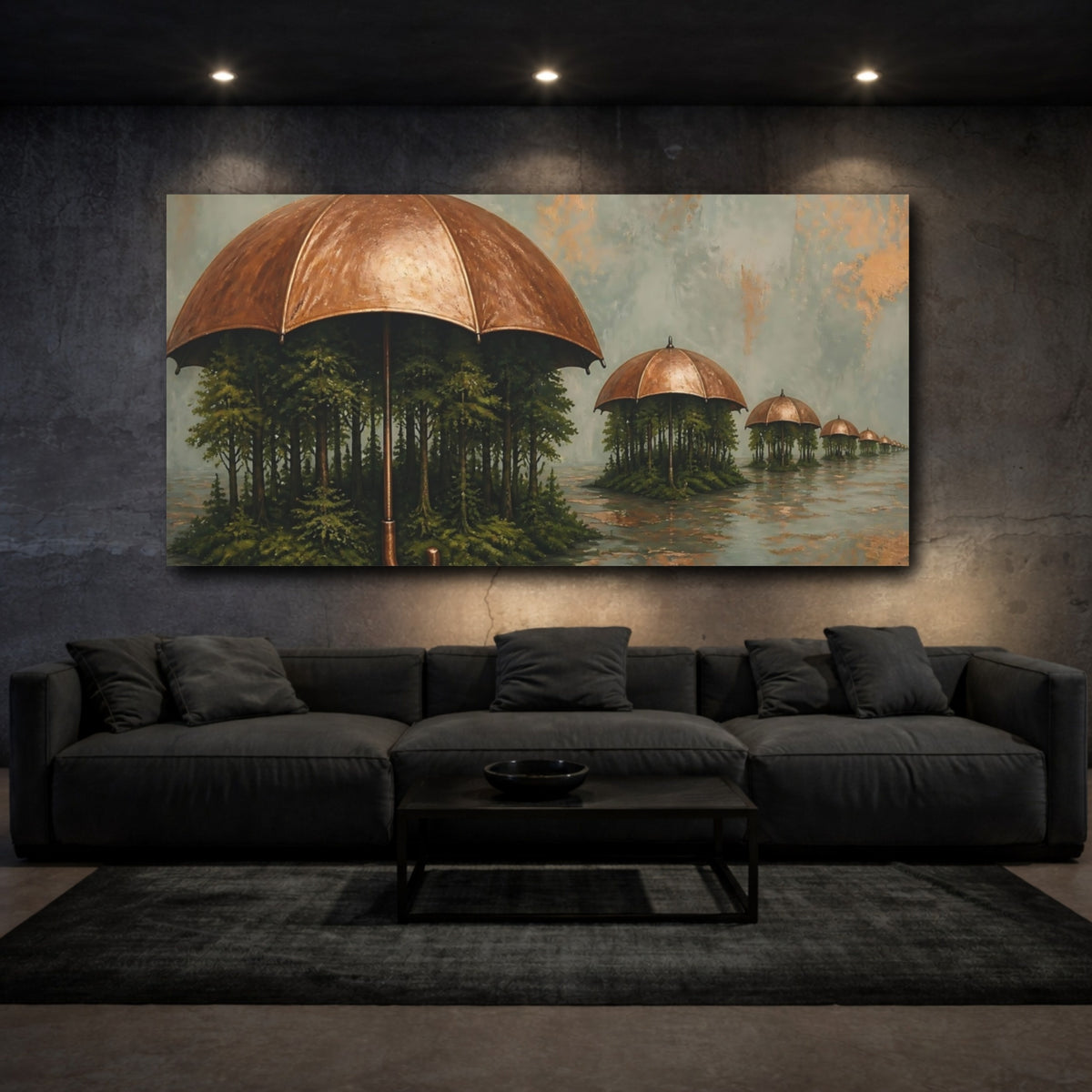 Mockup 3. Copper Umbrella Islands shown as canvas print