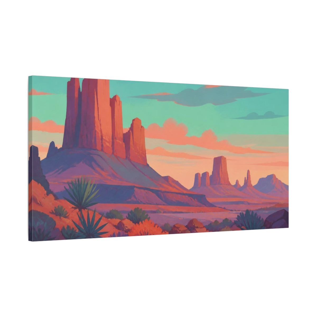 Main Mockup. Coral Desert Buttes shown as canvas print