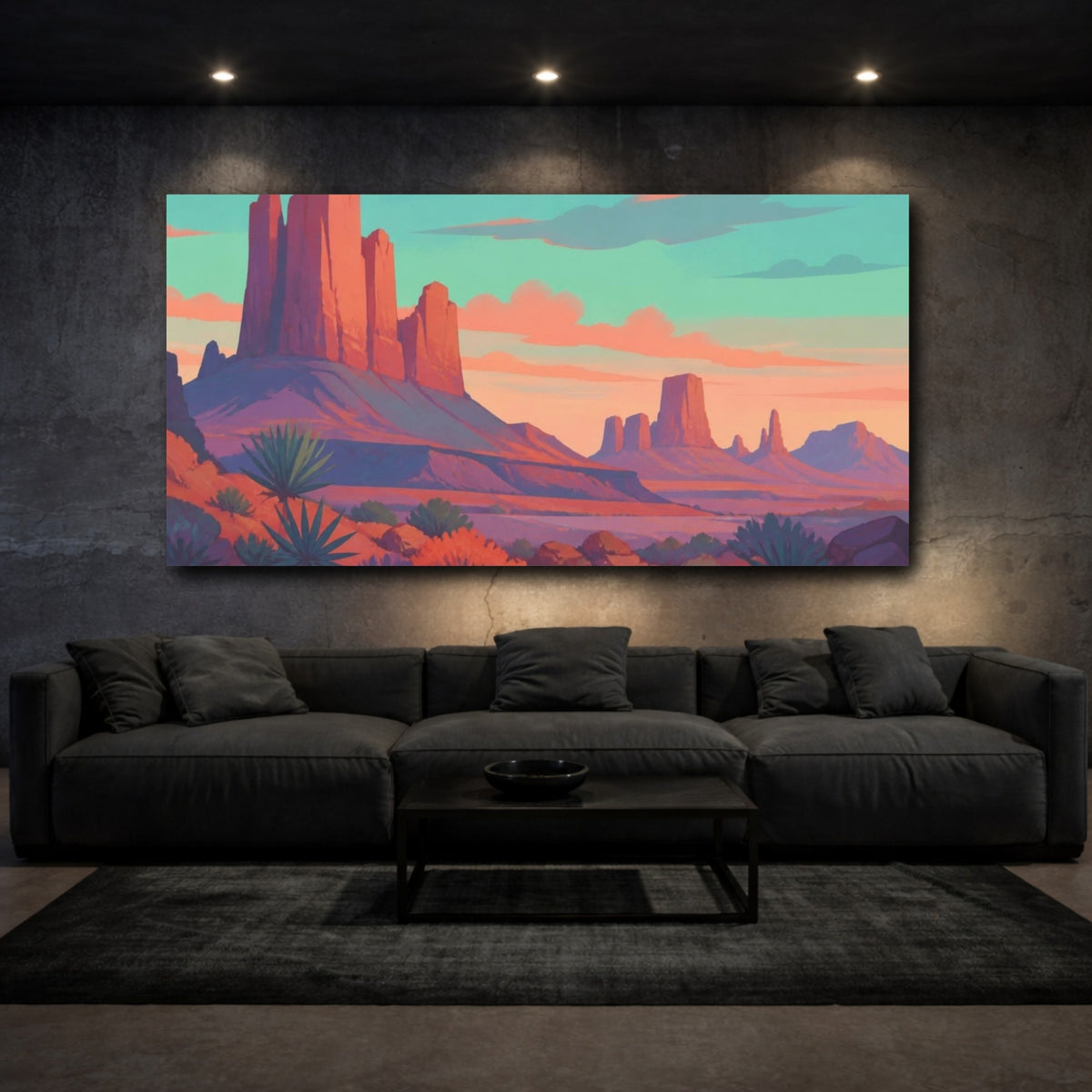 Mockup 3. Coral Desert Buttes shown as canvas print