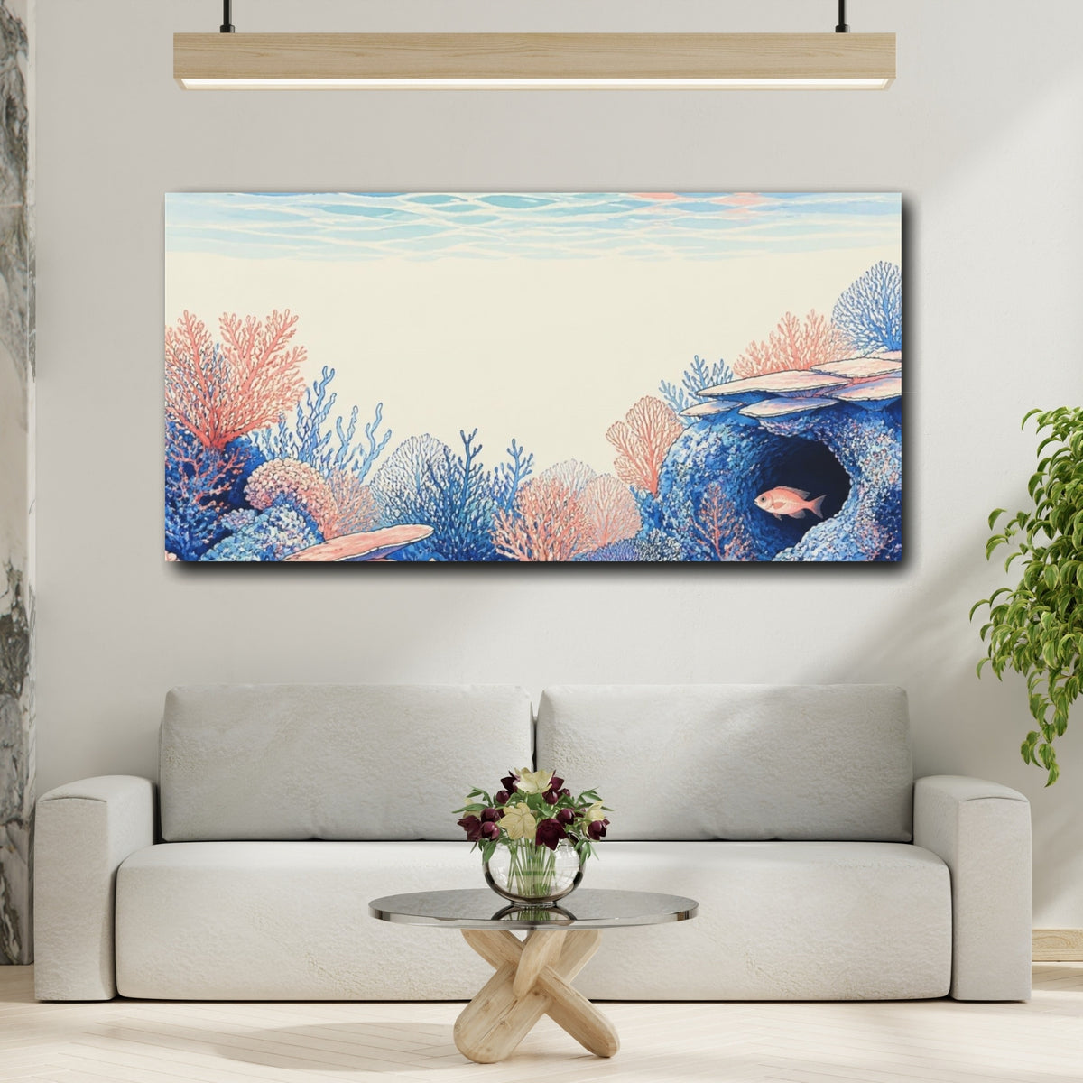 Mockup 2. Coral Reef Hideaway shown as canvas print