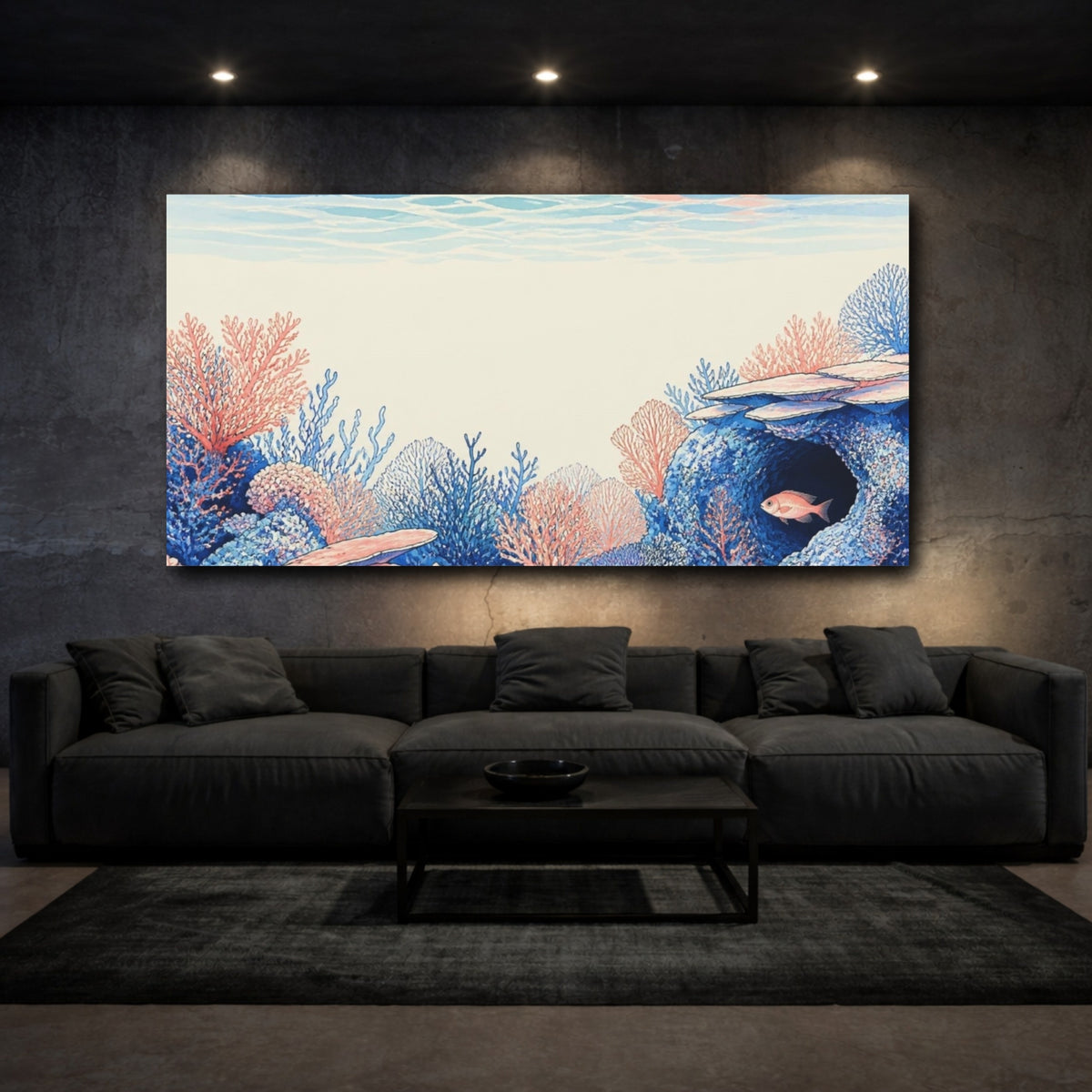 Mockup 3. Coral Reef Hideaway shown as canvas print