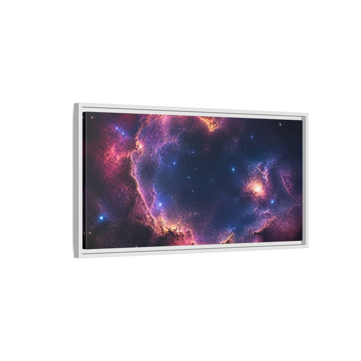 Side Mockup 1. Cosmic Heart Nebula shown as framed canvas print