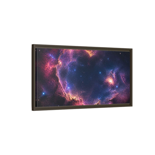 Main Mockup. Cosmic Heart Nebula shown as framed canvas print