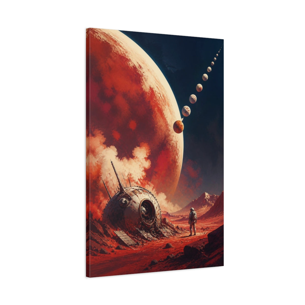 Main Mockup. Crashed Probe On Red Planet shown as canvas print