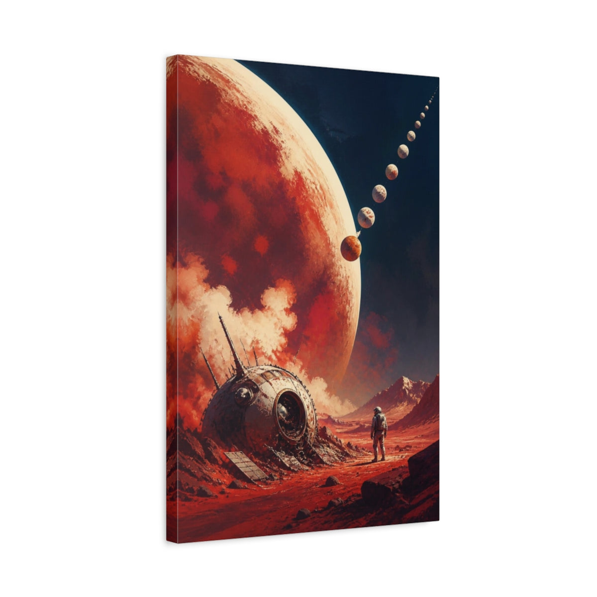 Side Mockup 3. Crashed Probe On Red Planet shown as canvas print