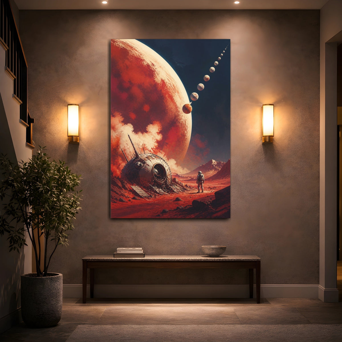 Mockup 2. Crashed Probe On Red Planet shown as canvas print