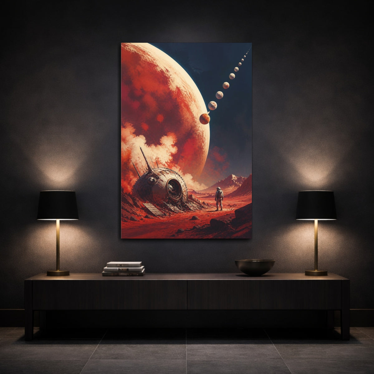 Mockup 3. Crashed Probe On Red Planet shown as canvas print
