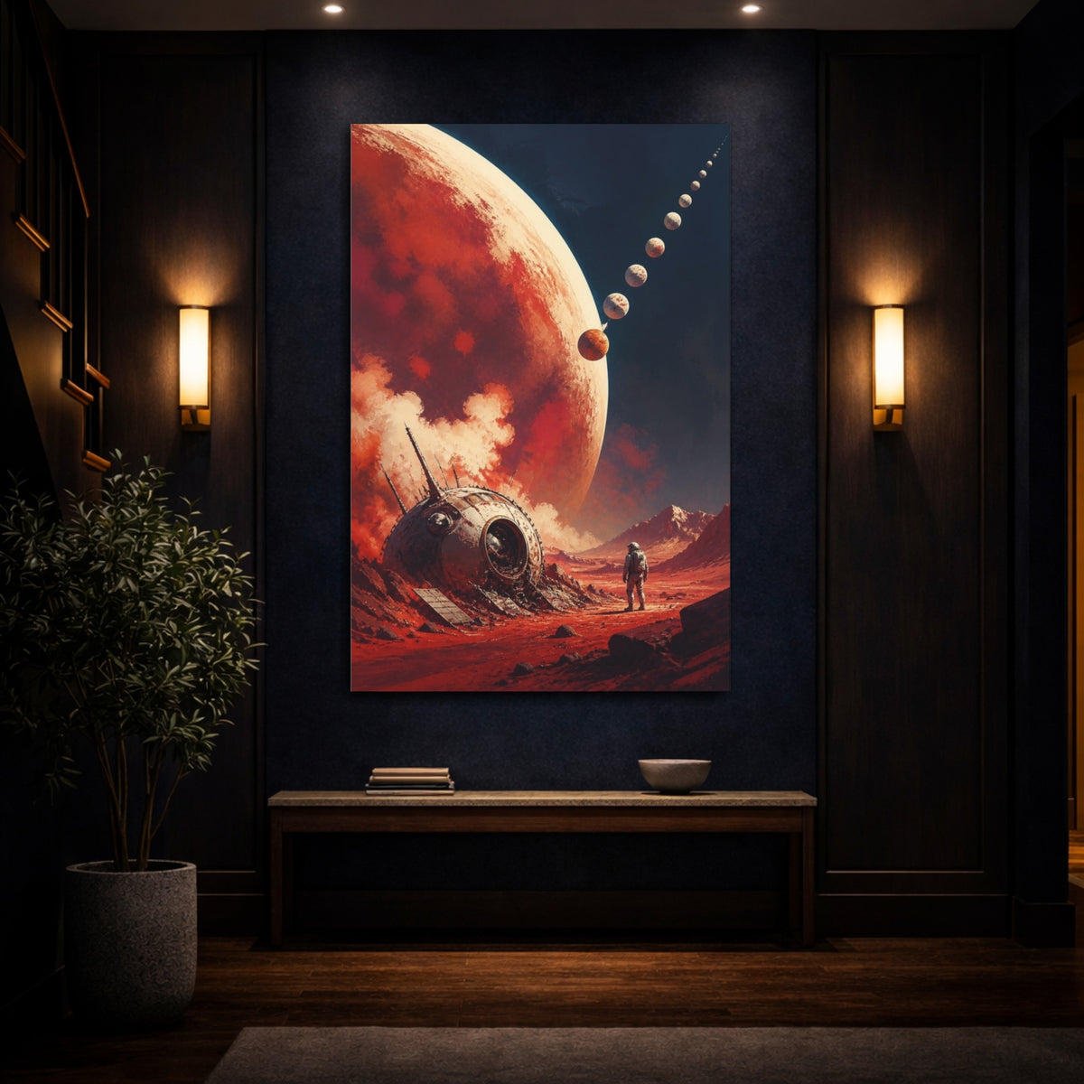 Mockup 4. Crashed Probe On Red Planet shown as canvas print
