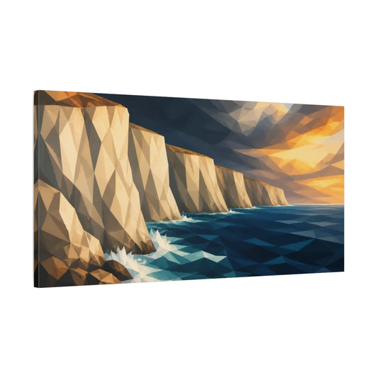 Main Mockup. Cream Cliffs Sunset shown as canvas print
