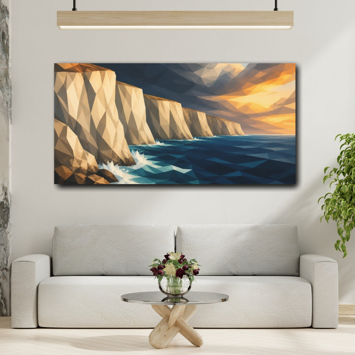 Mockup 2. Cream Cliffs Sunset shown as canvas print