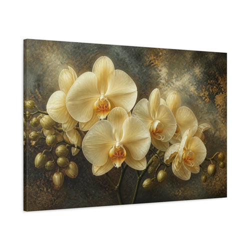 Main Mockup. Cream Orchid Floral Elegance shown as canvas print