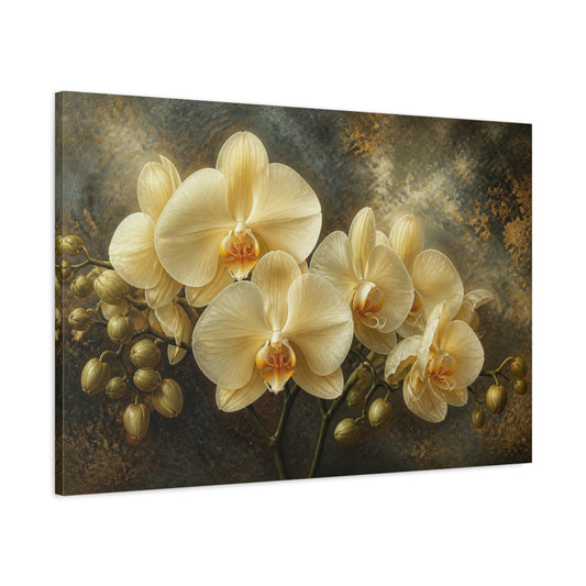 Main Mockup. Cream Orchid Floral Elegance shown as canvas print