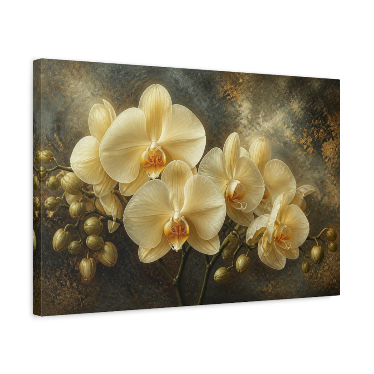 Side Mockup 3. Cream Orchid Floral Elegance shown as canvas print