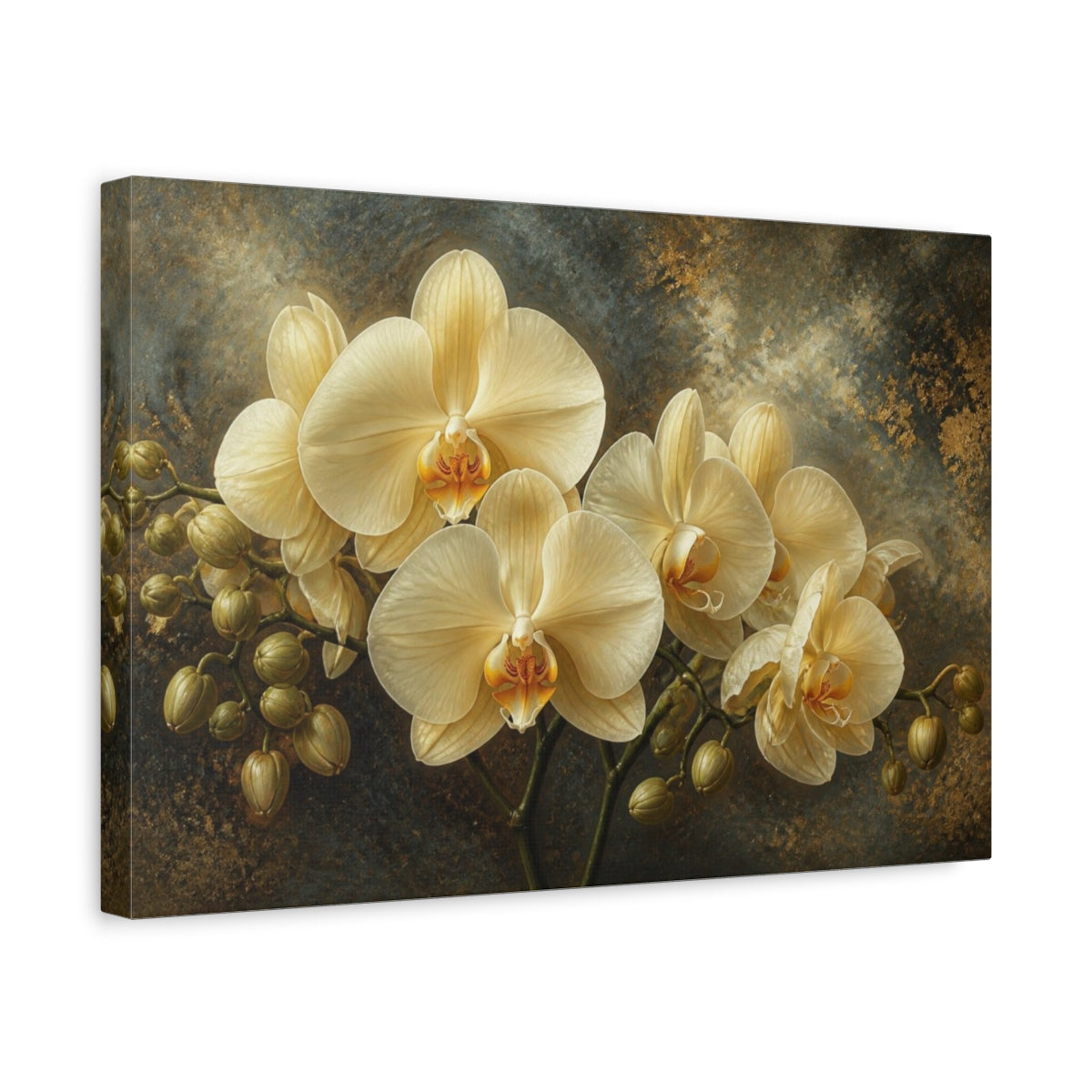 Side Mockup 4. Cream Orchid Floral Elegance shown as canvas print