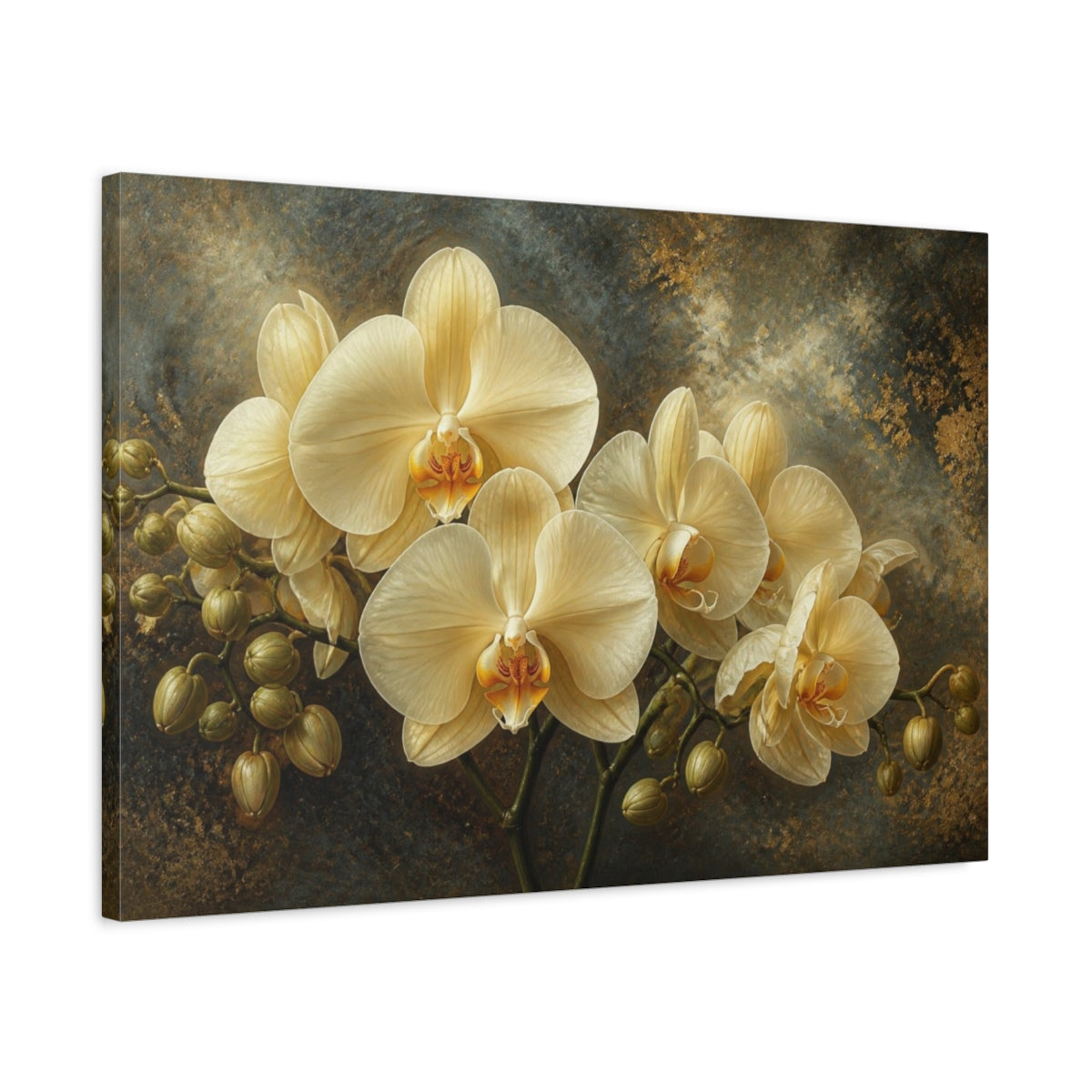 Side Mockup 2. Cream Orchid Floral Elegance shown as canvas print