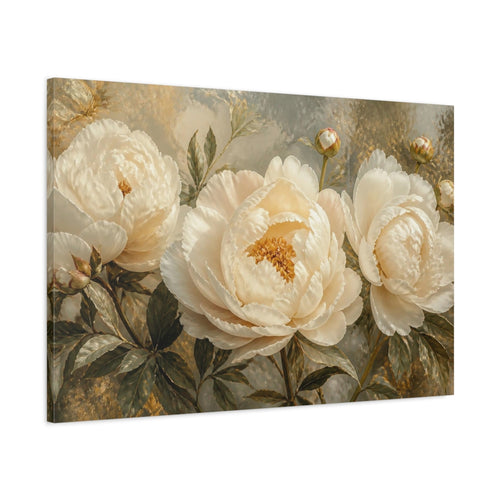 Main Mockup. Cream Peony Flower shown as canvas print