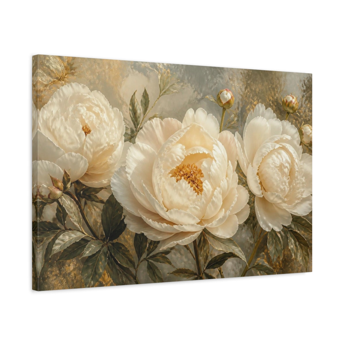 Side Mockup 2. Cream Peony Flower shown as canvas print