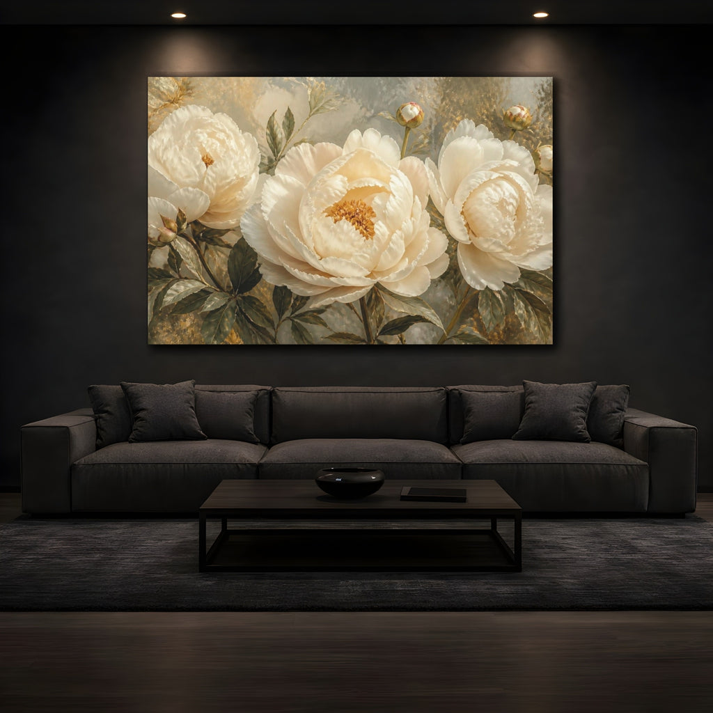 Mockup 3. Cream Peony Flower shown as canvas print