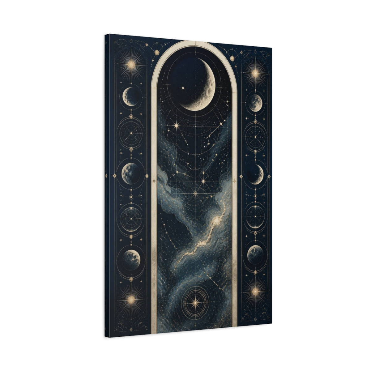 Main Mockup. Crescent Moon Star Map shown as canvas print