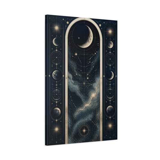 Main Mockup. Crescent Moon Star Map shown as canvas print