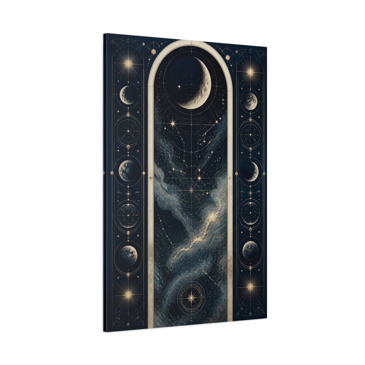 Side Mockup 1. Crescent Moon Star Map shown as canvas print