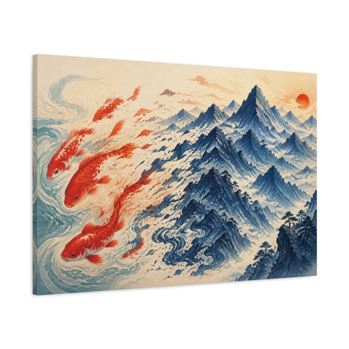 Main Mockup. Crimson Koi Illusion shown as canvas print