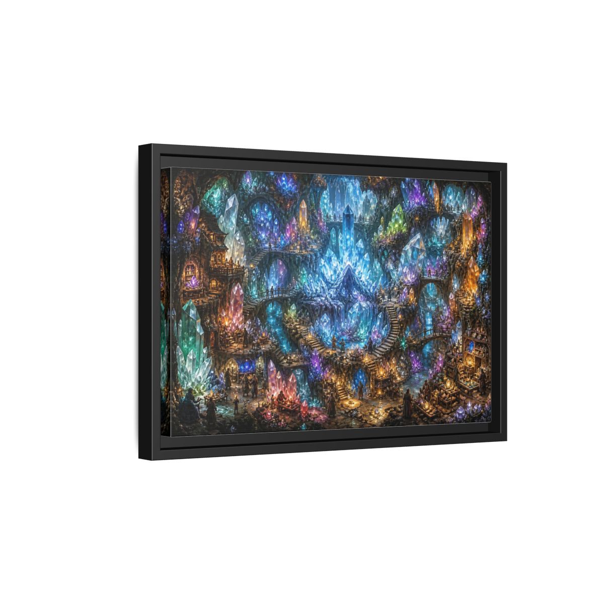Side Mockup 6. Crystal Cavern Bazaar shown as framed canvas print