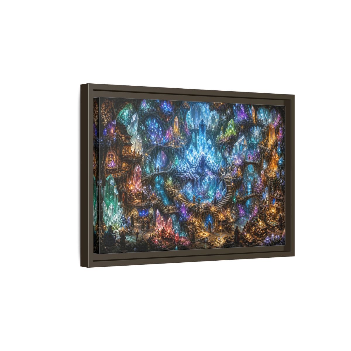 Side Mockup 5. Crystal Cavern Bazaar shown as framed canvas print