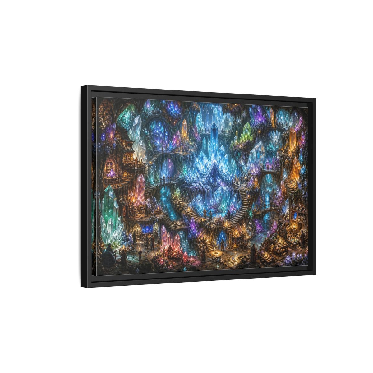 Side Mockup 3. Crystal Cavern Bazaar shown as framed canvas print