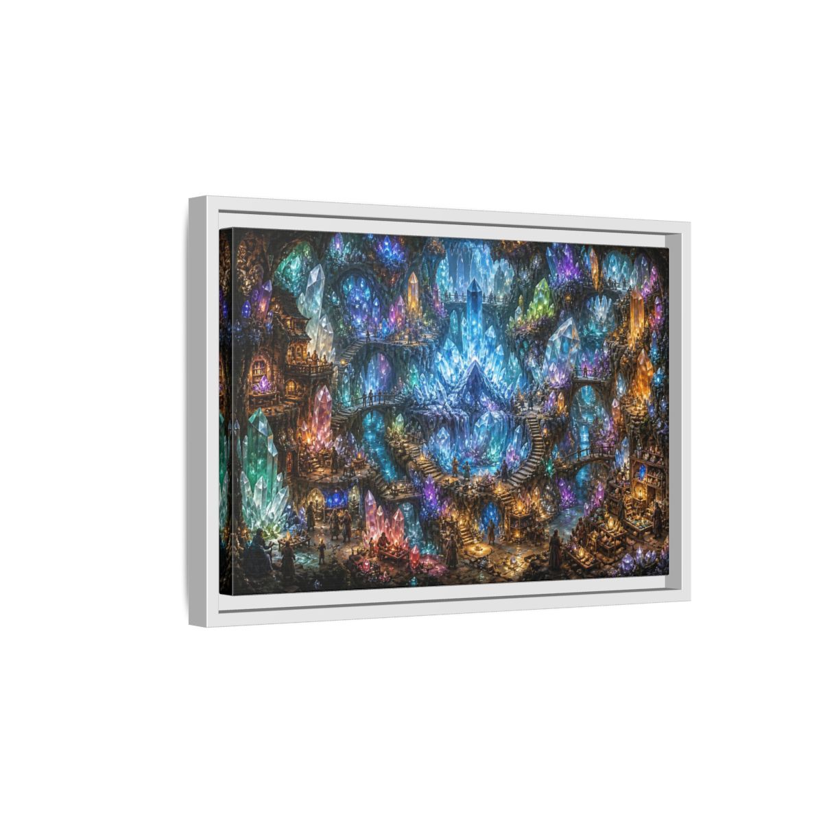 Side Mockup 4. Crystal Cavern Bazaar shown as framed canvas print