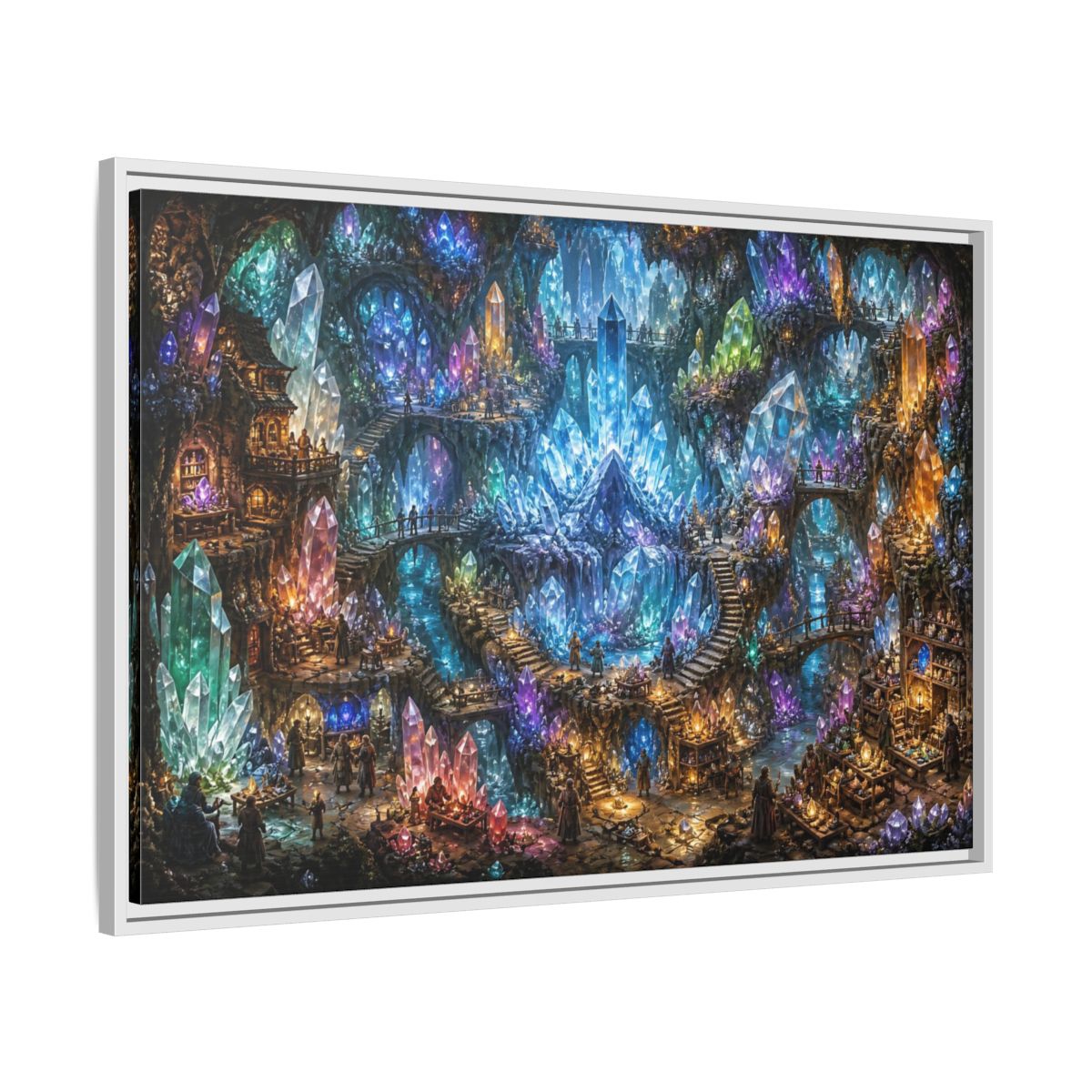 Side Mockup 9. Crystal Cavern Bazaar shown as framed canvas print