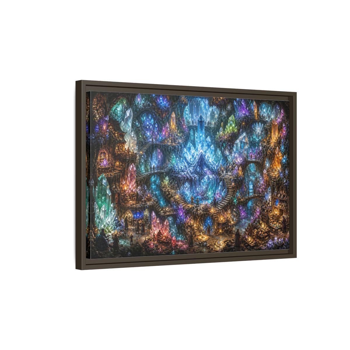 Side Mockup 2. Crystal Cavern Bazaar shown as framed canvas print