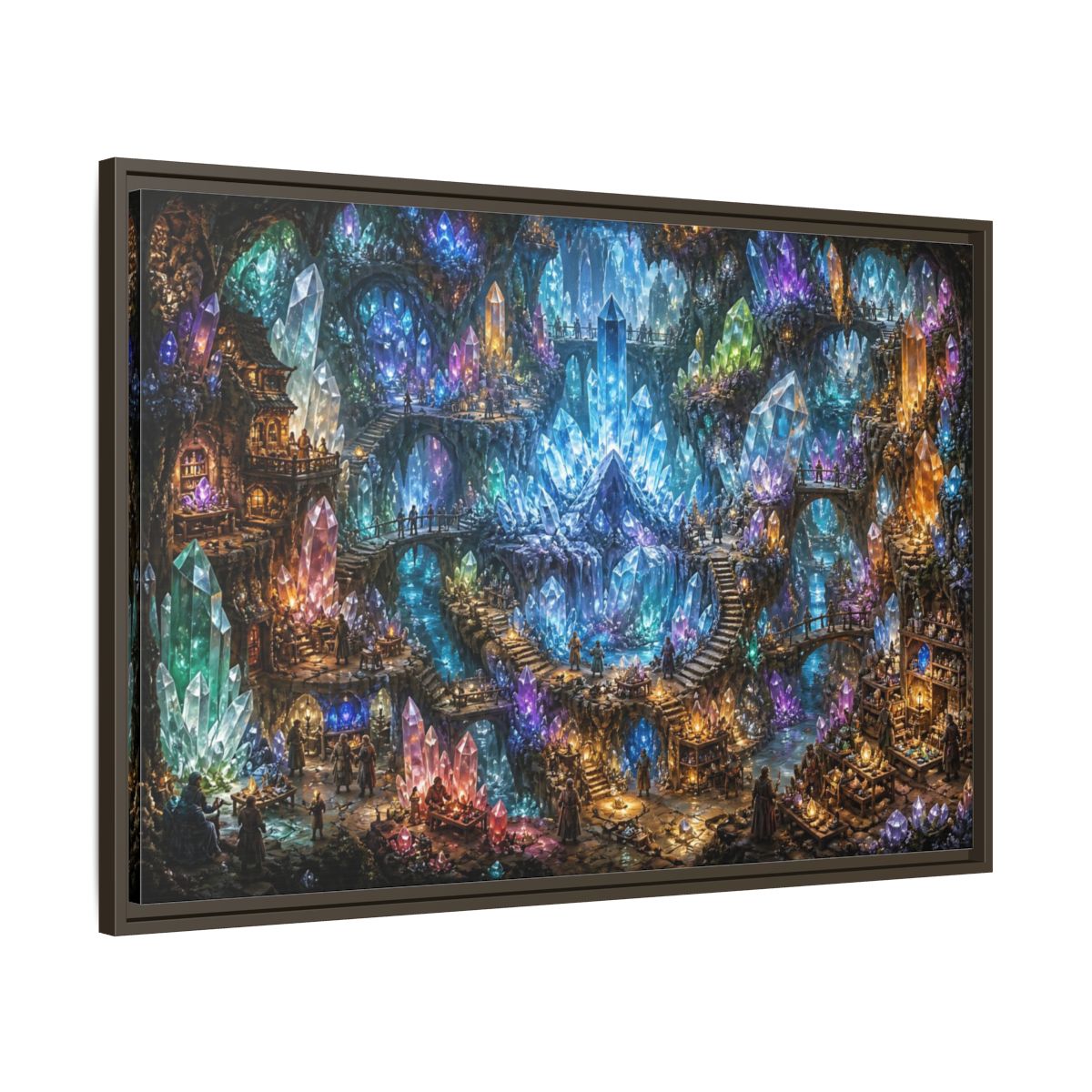 Main Mockup. Crystal Cavern Bazaar shown as framed canvas print