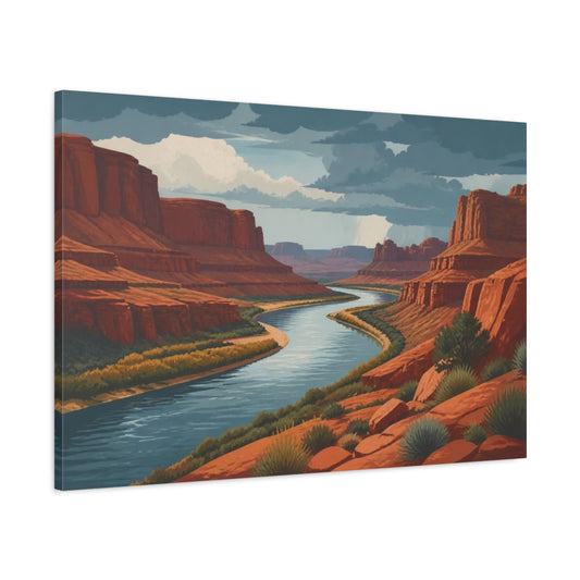 Main Mockup. Curving River Landscape shown as canvas print