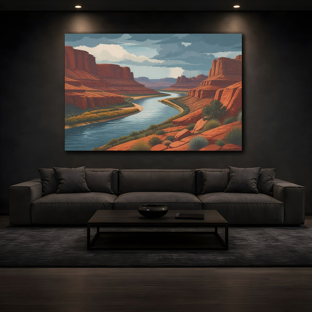Mockup 3. Curving River Landscape shown as canvas print