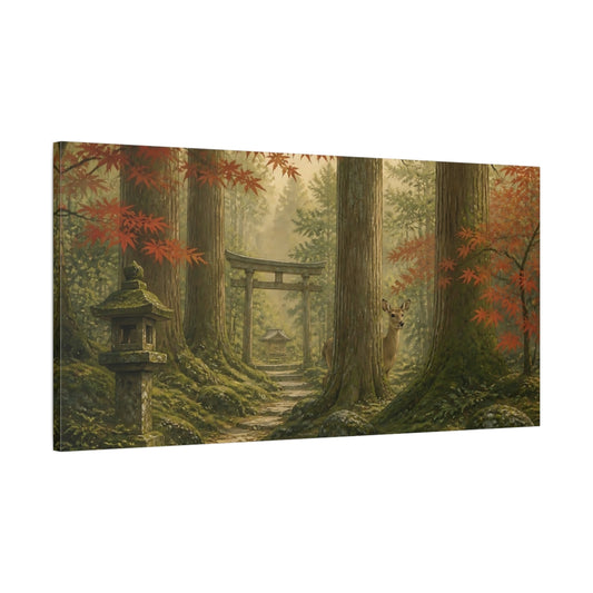 Main Mockup. Deer By Torii Gate shown as canvas print