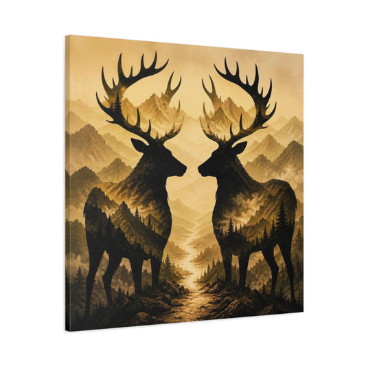 Main Mockup. Deer Illusion Landscape shown as canvas print