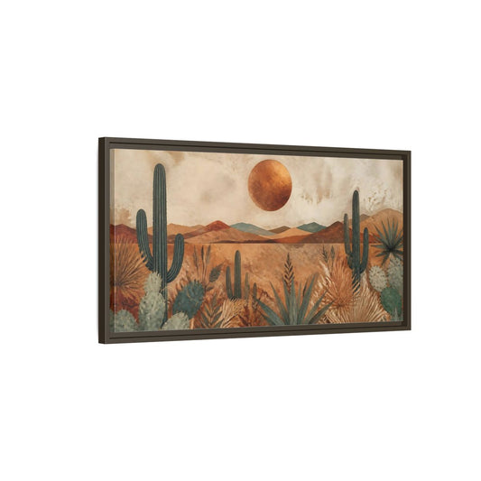 Main Mockup. Desert Cactus Sunset shown as framed canvas print