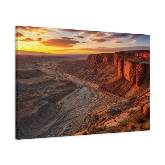 Main Mockup. Desert Cliffs Sunset Landscape shown as canvas print