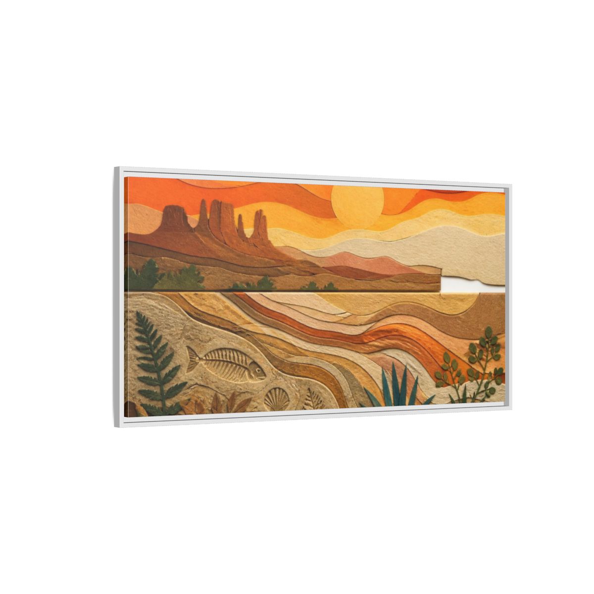 Side Mockup 3. Desert Nature Collage shown as framed canvas print