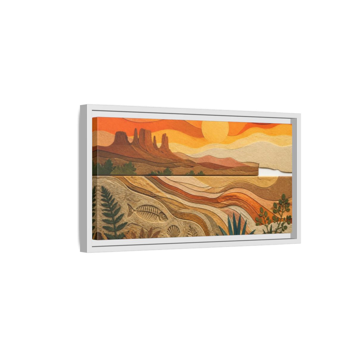 Side Mockup 6. Desert Nature Collage shown as framed canvas print