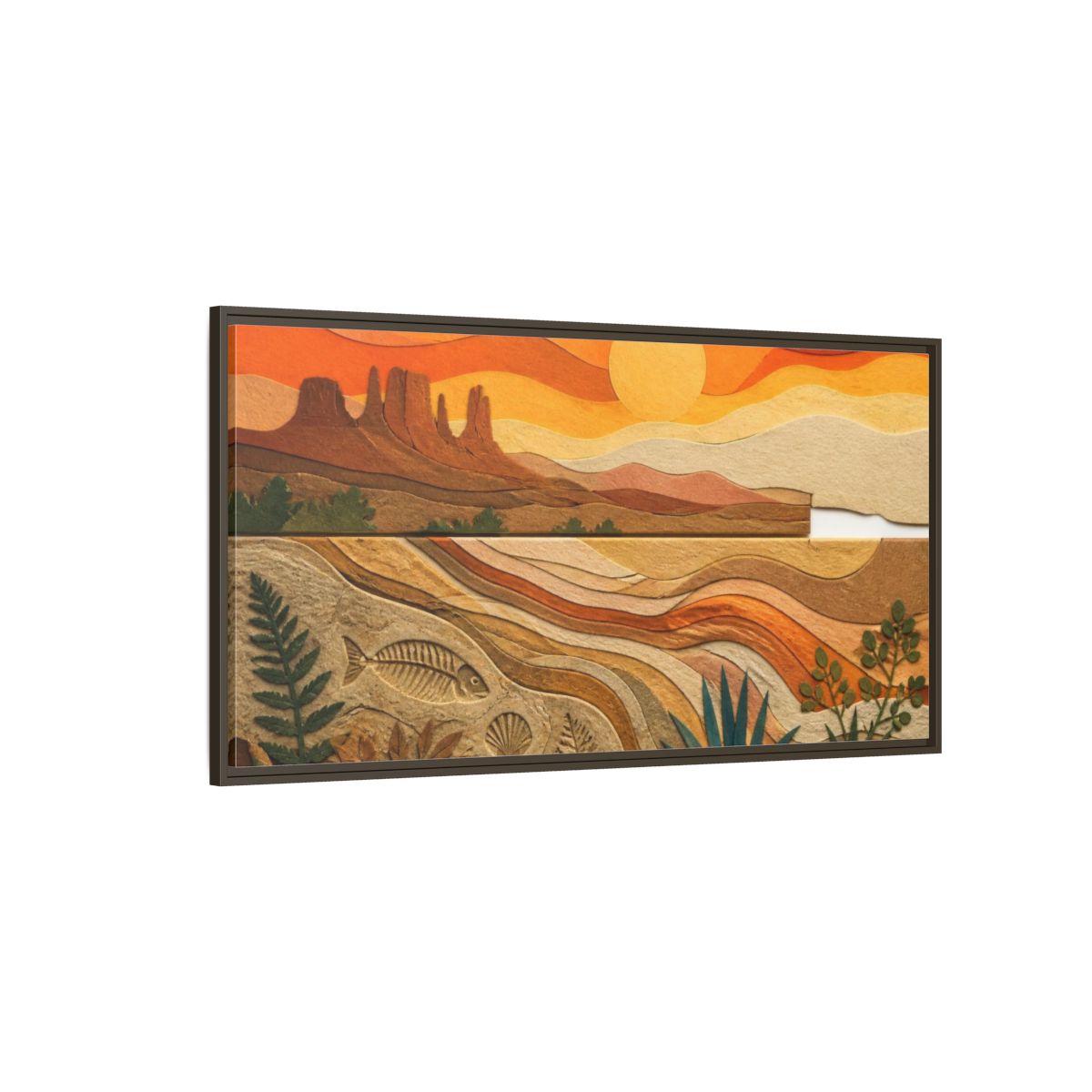 Side Mockup 4. Desert Nature Collage shown as framed canvas print