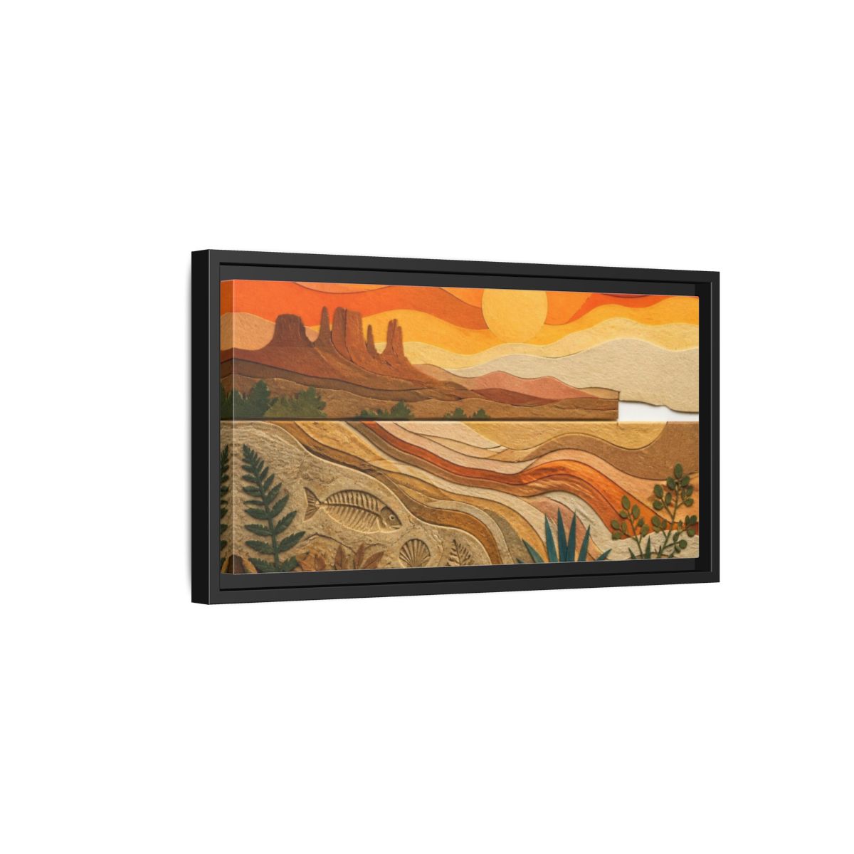 Side Mockup 8. Desert Nature Collage shown as framed canvas print