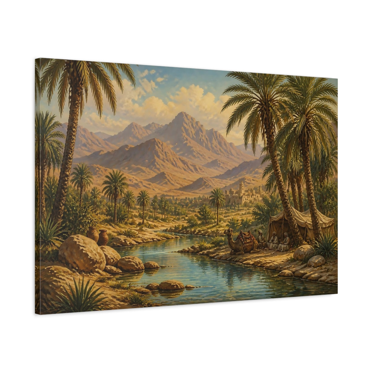 Main Mockup. Desert Oasis Landscape shown as canvas print