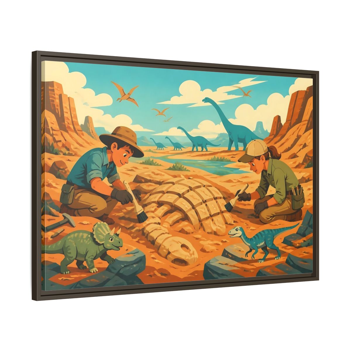 Main Mockup. Dinosaur Fossil Excavation shown as framed canvas print