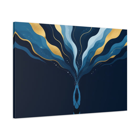 Main Mockup. Diver With Gold Waves shown as canvas print