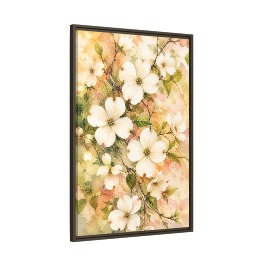 Main Mockup. Dogwood Floral Branch shown as framed canvas print