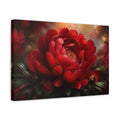 Side Mockup 4. Dramatic Red Peony Flower shown as canvas print