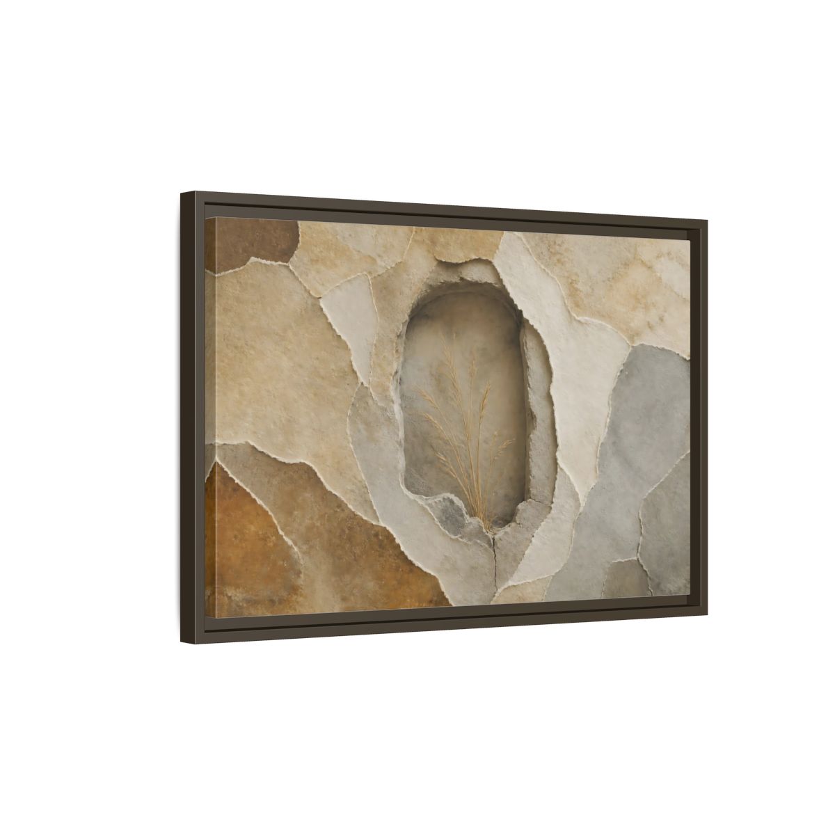 Side Mockup 2. Dried Grass Wall Niche shown as framed canvas print